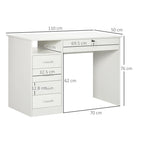 HOMCOM Computer Desk, Home Office Desk with Lockable Drawer, Storage Shelf for Study Bedroom, 110 x 50 x 76 cm, White