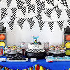 MARFOREVER 164 Ft Black and White Checkered Flag Banner – 80 Racing Flags Pennant Banner (17.7 x 11.8 in) for Indoor/Outdoor Parties