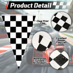 MARFOREVER 164 Ft Black and White Checkered Flag Banner – 80 Racing Flags Pennant Banner (17.7 x 11.8 in) for Indoor/Outdoor Parties