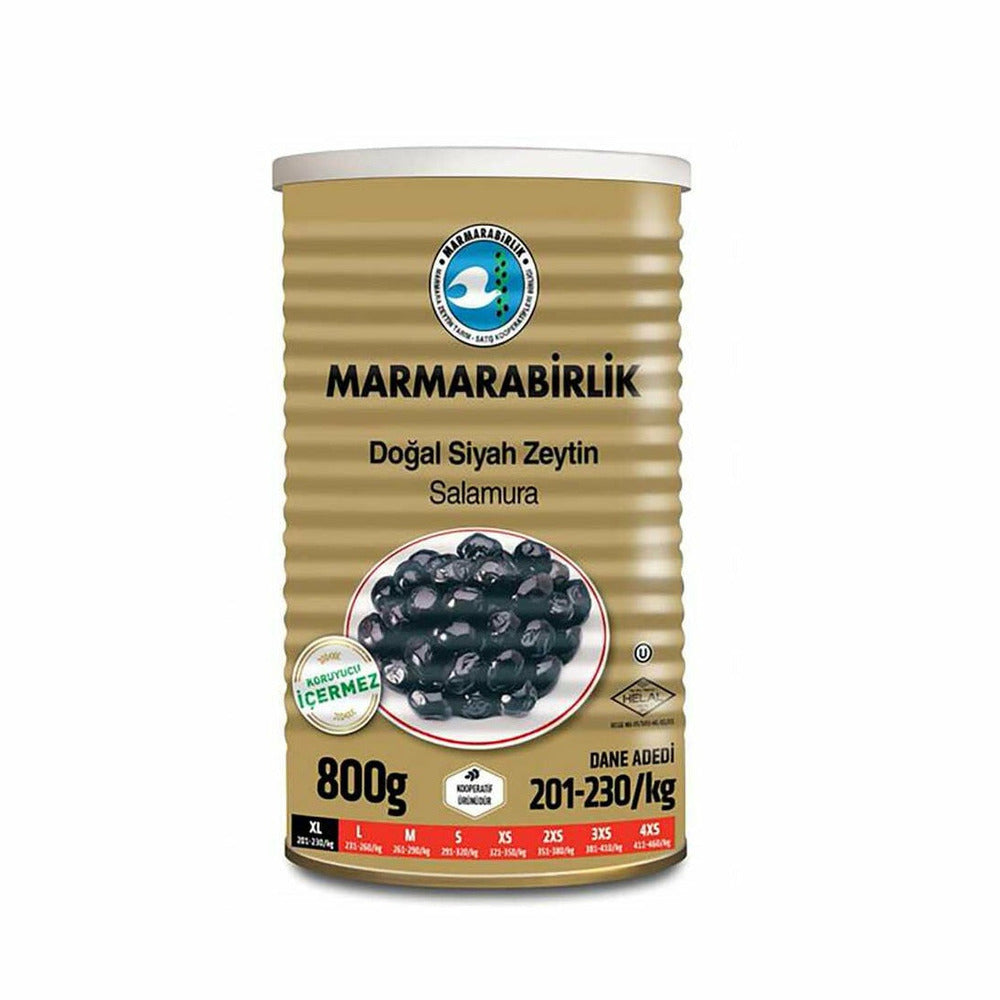 Marmarabirlik Dogal Siyah Zeytin Salamura XL Tin 800g