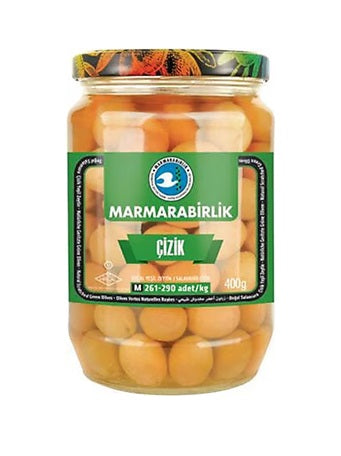 Marmarabirlik Green Scratched Olives Jar 400g