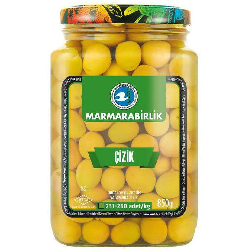 Marmarabirlik Green Scratched Olives XL Jar Pack 850g