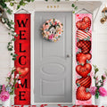 MASHAN Valentines Door Banner Set – 71x12in Welcome & Love Heart (Buffalo Plaid)