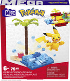 Mattel MEGA Pokemon Pikachu Beach Splash Set – 79-Piece, Poseable Figure | Gift for Kids