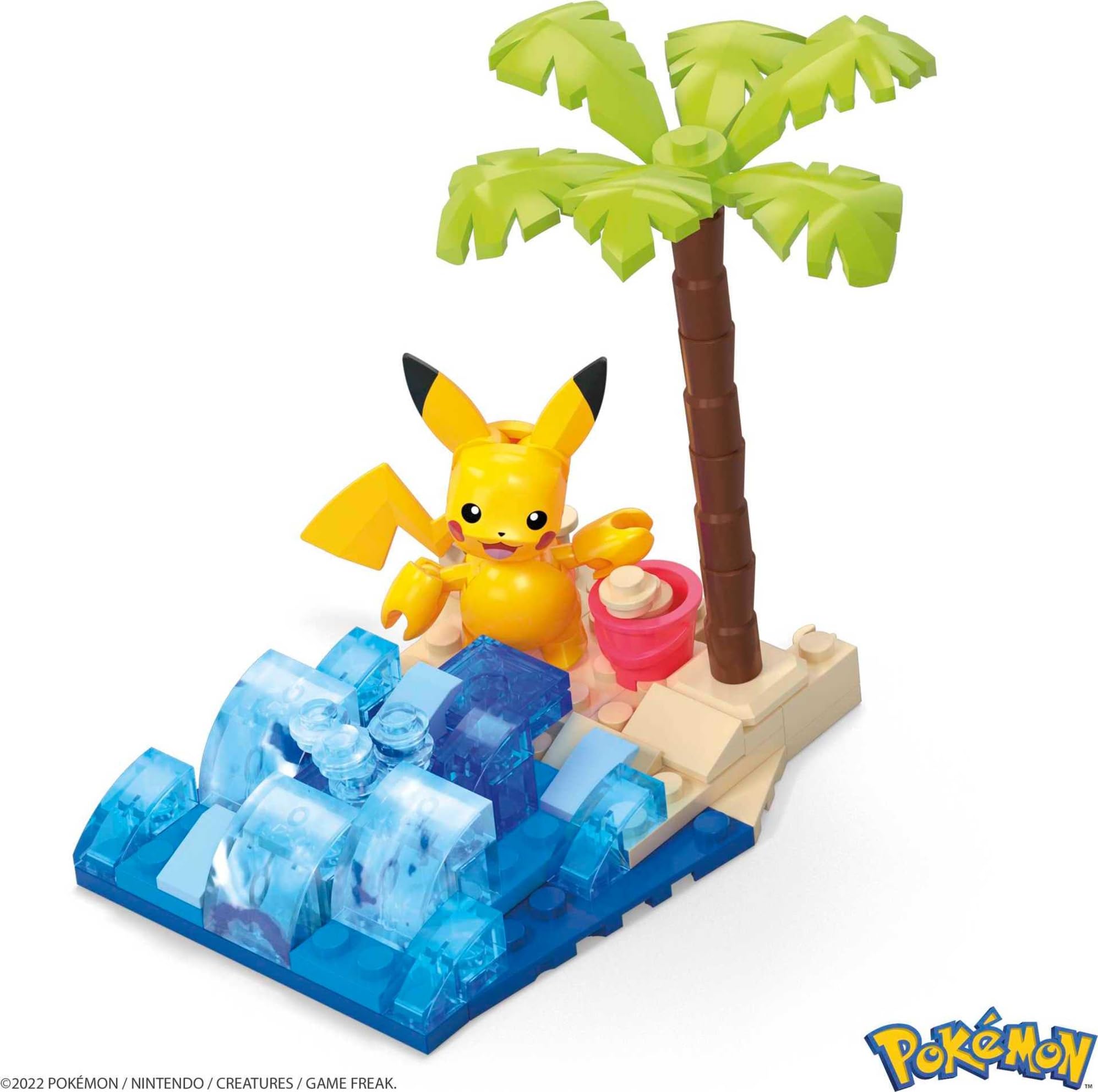 Mattel MEGA Pokemon Pikachu Beach Splash Set – 79-Piece, Poseable Figure | Gift for Kids