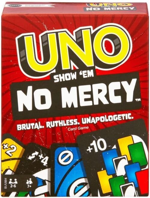 Mattel Uno No Mercy, Uno & Uno Flip Card Game Combo Pack – 3 Classic Party Games