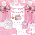 Maudundon Pink Bow Birthday Decorations Kit for 25 Guests | Coquette Party Supplies