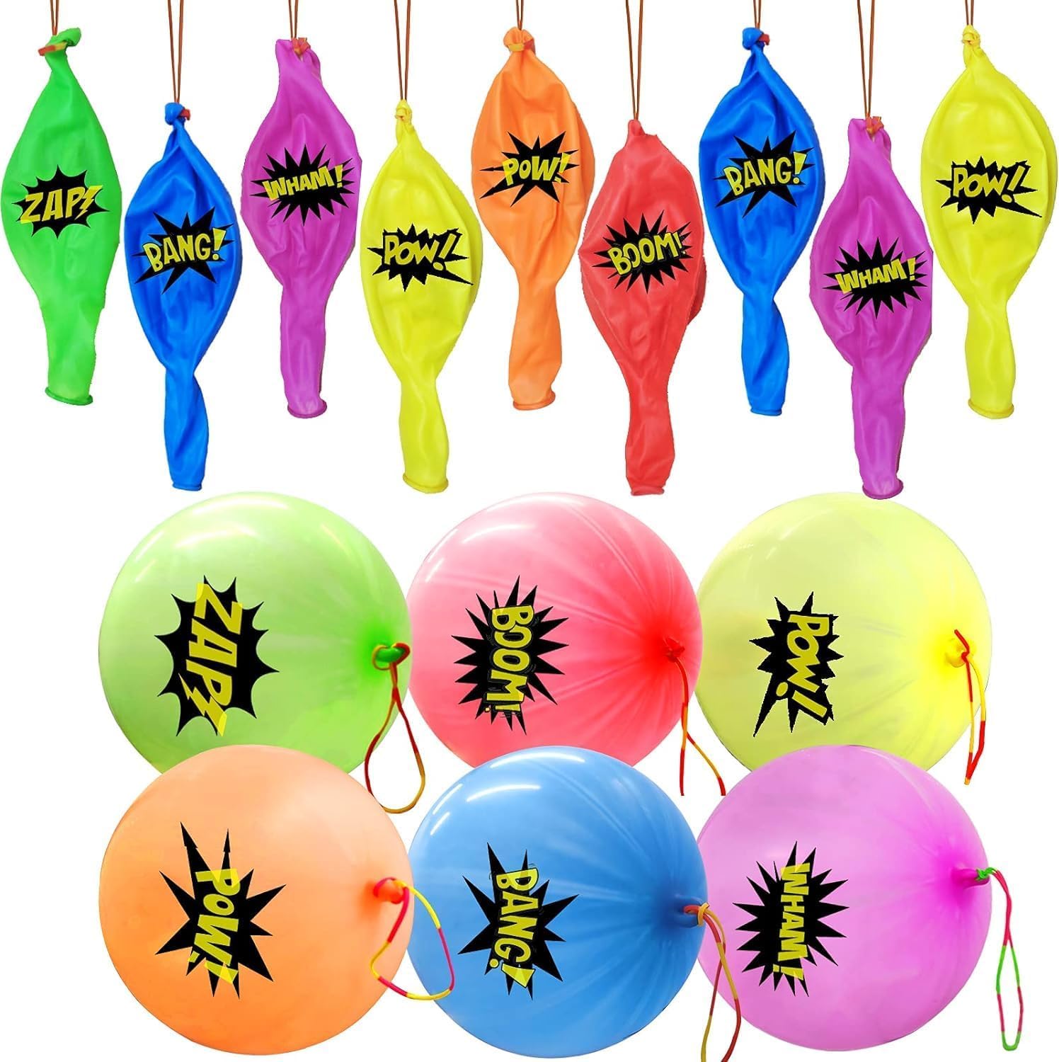 MAXDUCK 30Pack Hero Punch Balloons – Colorful Latex Party Toys for Kids & Classrooms