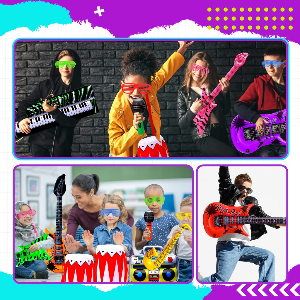 Max Fun Inflatable Rock Star Toy Set – 48pc Kids Party Props