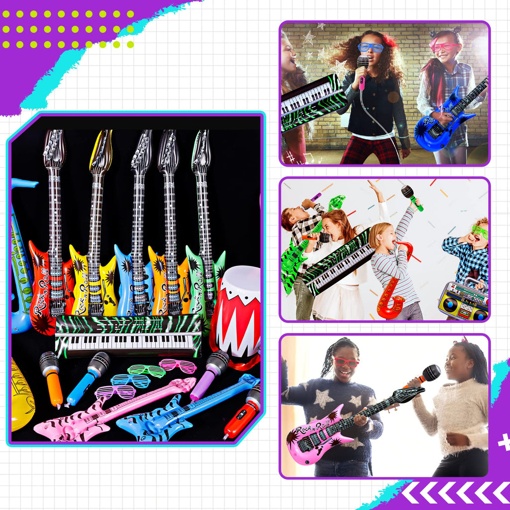 Max Fun Inflatable Rock Star Toy Set – 48pc Kids Party Props