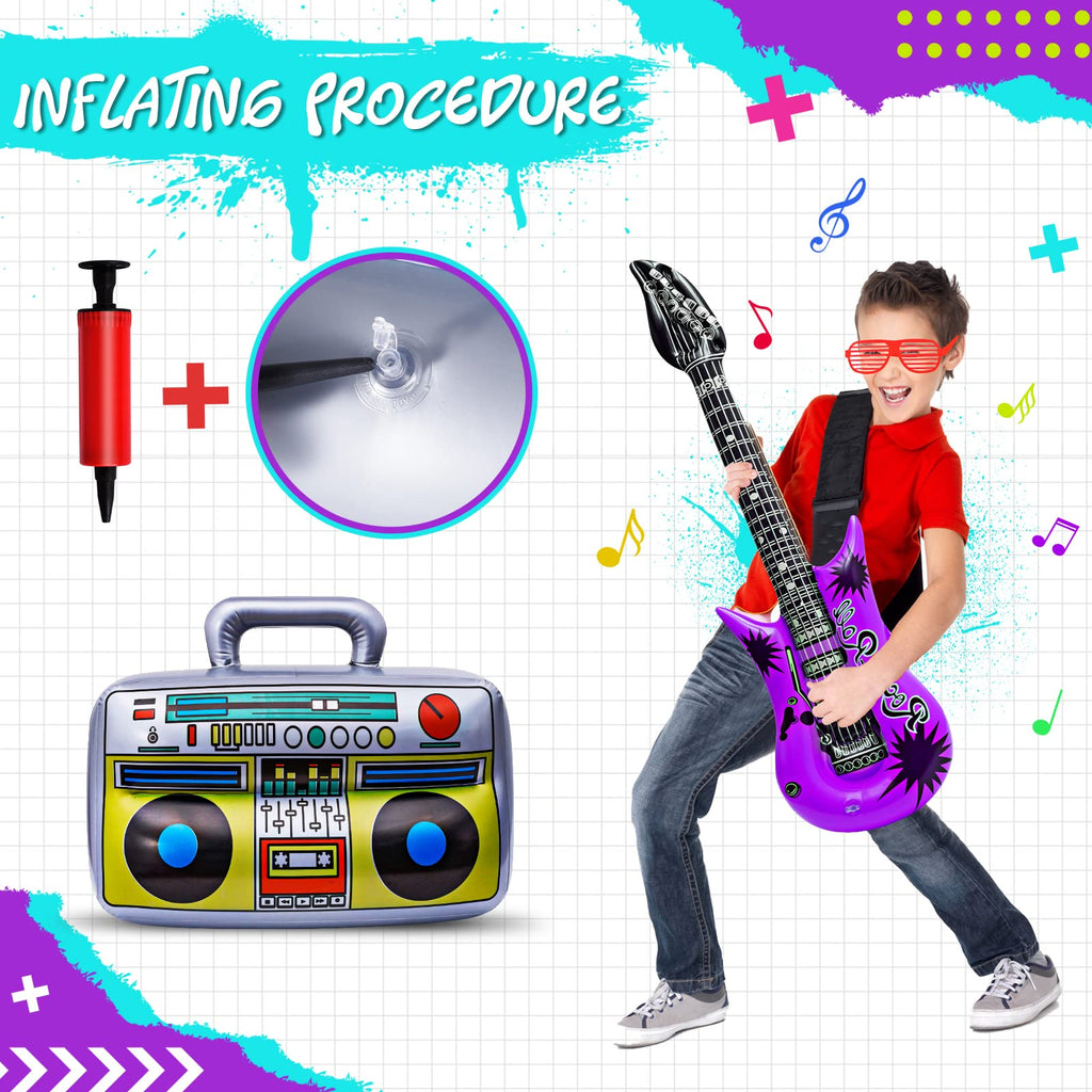 Max Fun Inflatable Rock Star Toy Set – 48pc Kids Party Props