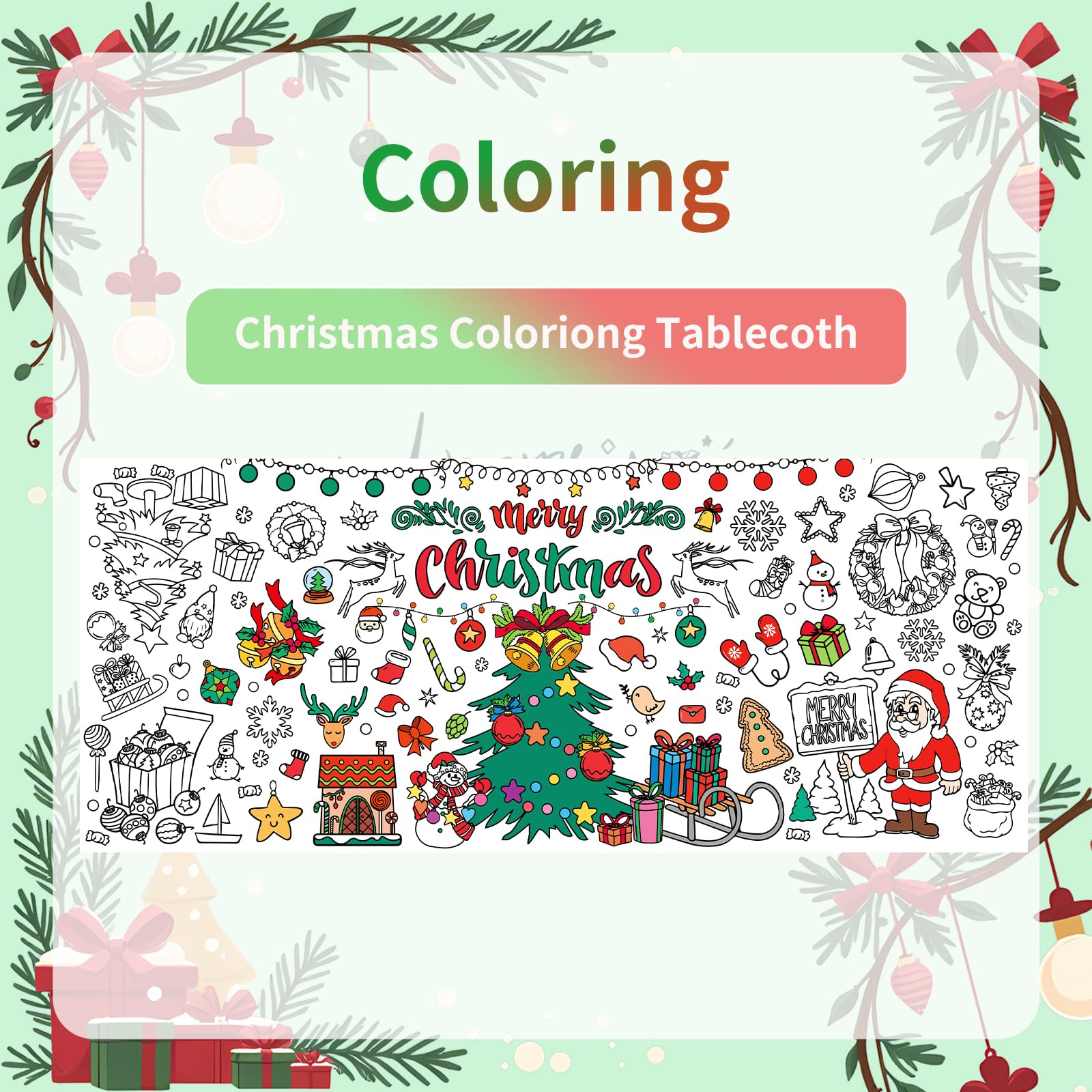 Mchochy Giant 30x72 Christmas Coloring Poster Tablecloth – Kids’ Crafts for Home or School