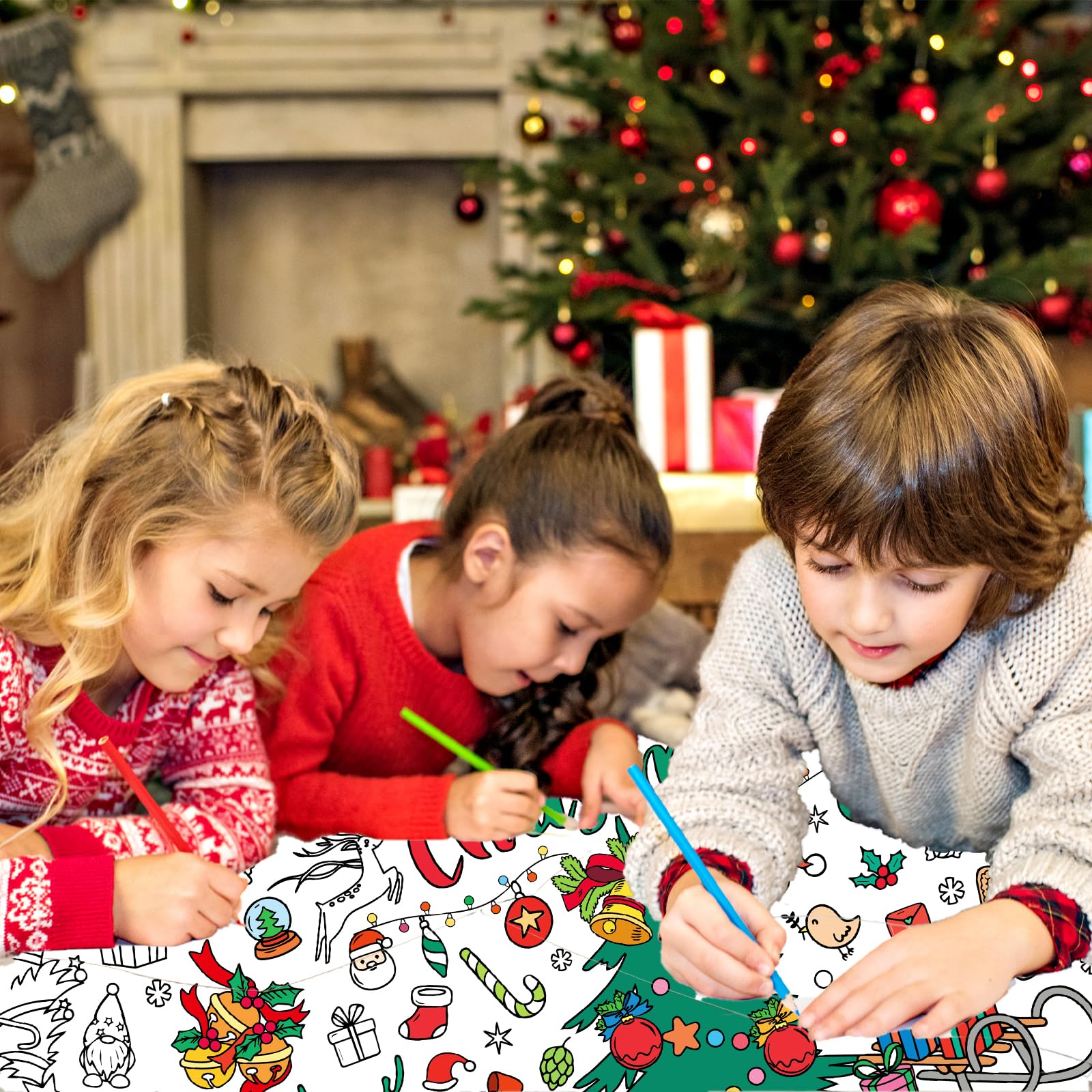 Mchochy Giant 30x72 Christmas Coloring Poster Tablecloth – Kids’ Crafts for Home or School