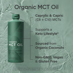 Sports Research Organic MCT Oil - Keto & Vegan MCTs C8, C10 from Coconuts - Fatty Acid Brain & Body Fuel, Non-GMO & Gluten Free - Flavorless Oil, Perfect in Coffee, Tea & Protein Shakes - 32 oz