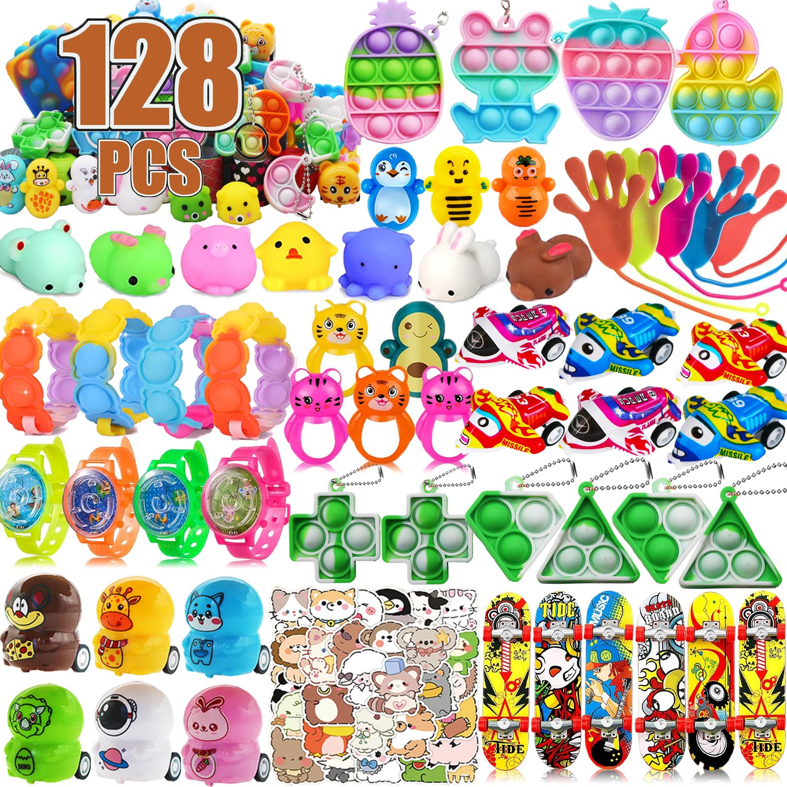 Mctuoba 128 Pcs Kids Party Favors – Fidget Toys Bulk for School Parties, Valentines & Easter