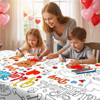 MDCGFOD 2-Pack Valentines Day Coloring Tablecloth Poster 54x108 — Giant Classroom Art & Party Decor