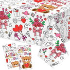 MDCGFOD 2-Pack Valentines Day Coloring Tablecloth Poster 54x108 — Giant Classroom Art & Party Decor