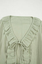 Green Cotton Bow Detail Meadow Blouse Women UK | Casual