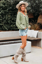 Green Cotton Bow Detail Meadow Blouse Women UK | Casual