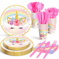 Meanplan 168 Pcs Unicorn Party Tableware Set – Serves 24 Guests for Birthday & Baby Shower