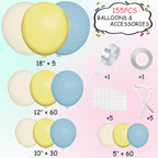 MEBAY Balloon Garland Arch Kit – 155Pcs Pastel Blue White Yellow Latex Balloons (18/12/10/5in)