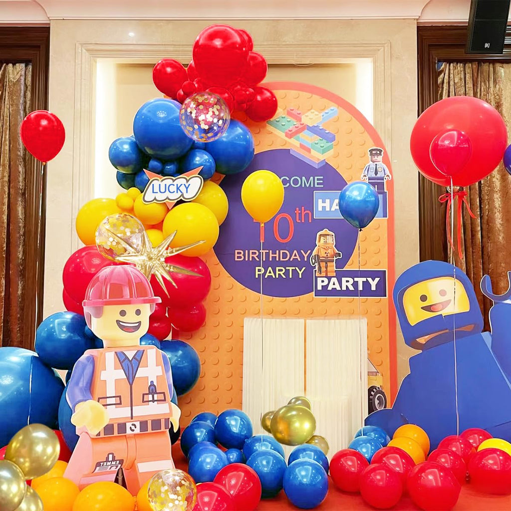 MEBAY Balloon Arch Kit - 156Pcs Latex Balloons, Blue Yellow Red Gold for Baby Shower, Birthday, Wedding