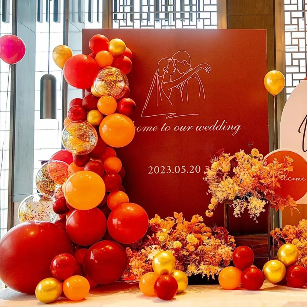 MEBAY 156Pcs Balloons Arch Kit – Red Yellow Black Matte Latex Balloons for Birthday Backdrop