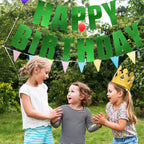 MEETINGU Happy Birthday Banner – Green Theme Party Decor (Reusable Cardboard Letters)