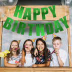 MEETINGU Happy Birthday Banner – Green Theme Party Decor (Reusable Cardboard Letters)