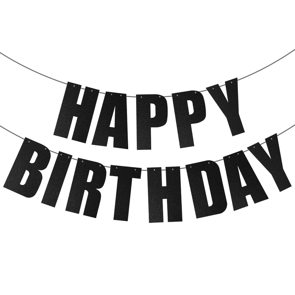 MEETINGU Black Happy Birthday Banner – Reusable Party Decorations