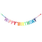 MEETINGU Happy Birthday Banner - Rainbow Gradient Letters & Dots for Kids & Adults