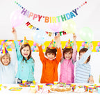 MEETINGU Happy Birthday Banner - Rainbow Gradient Letters & Dots for Kids & Adults
