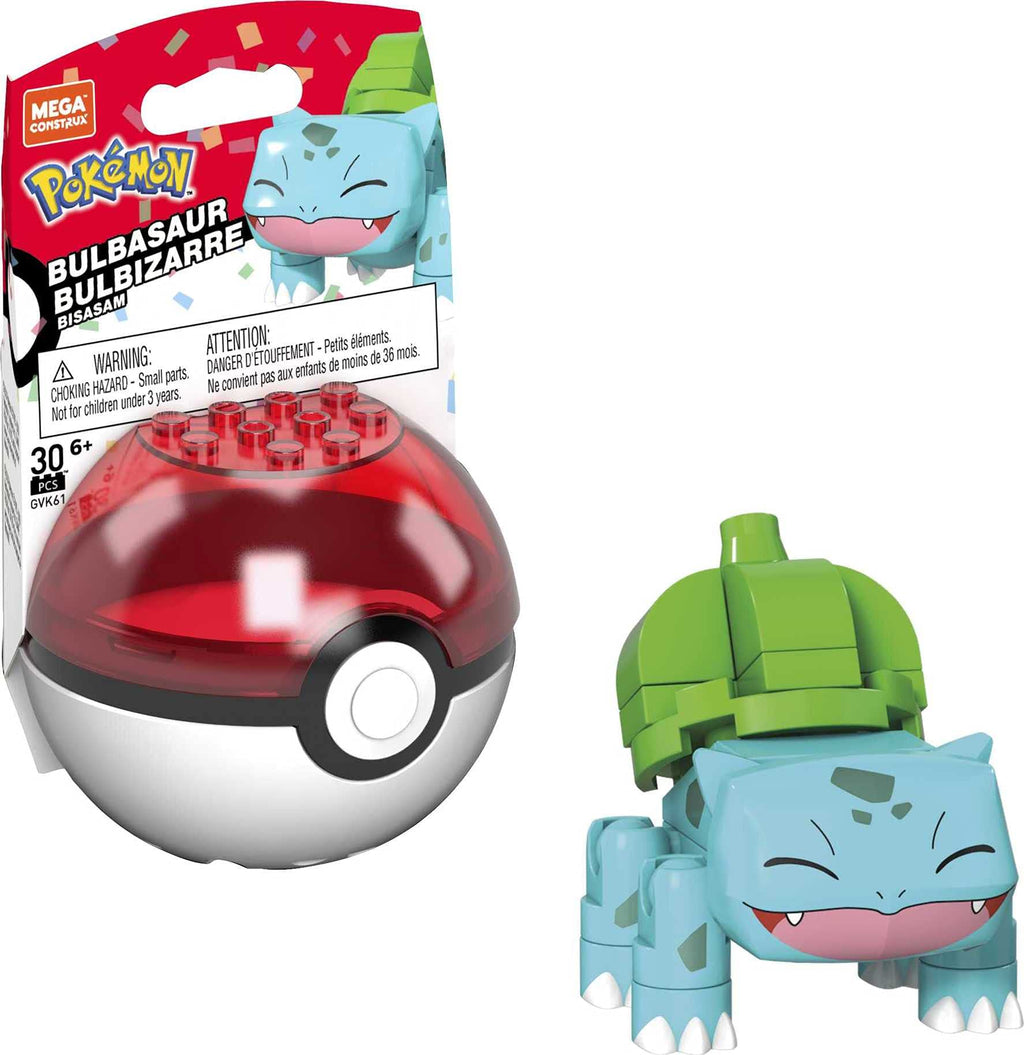 Mega Construx Pokemon Bulbasaur Construction Set – Buildable Figure & Poké Ball Display | Ages 6+