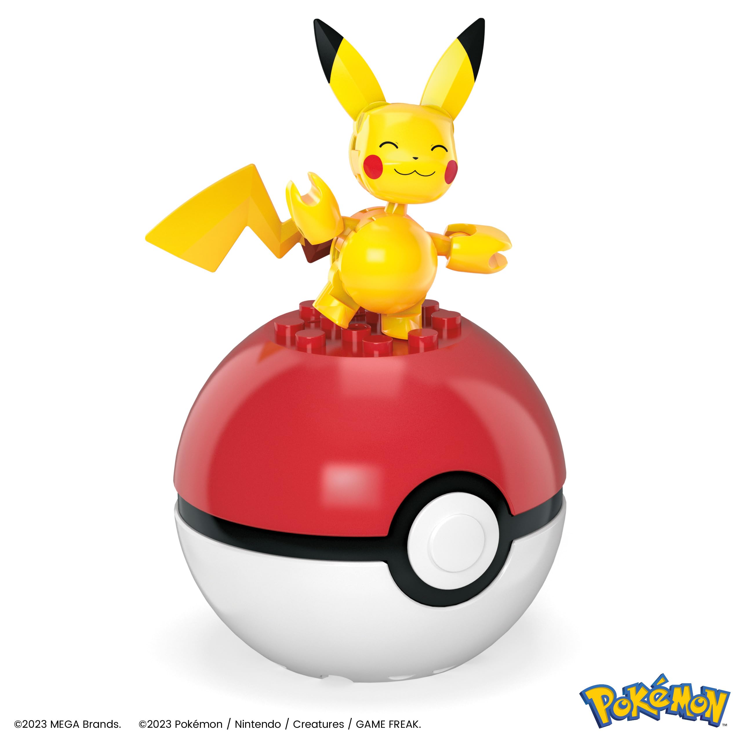 MEGA Pokemon Action Figure Building Kit – Paldea Team (Pikachu, Sprigatito, Fuecoco, Quaxly) + Poké Ball | HPX92