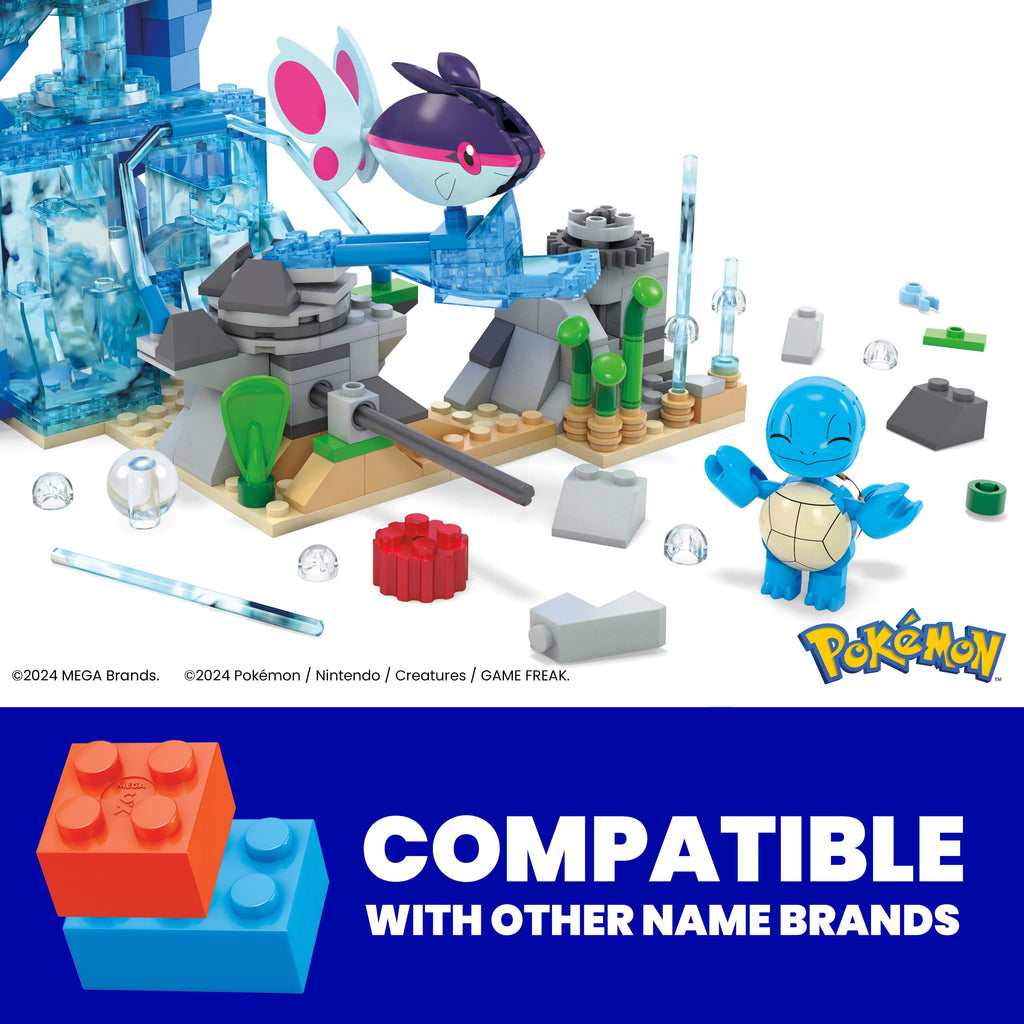 MEGA Pokemon Aquatic Adventure Building Set – 319 Pieces, 2 Poseable Characters for Kids