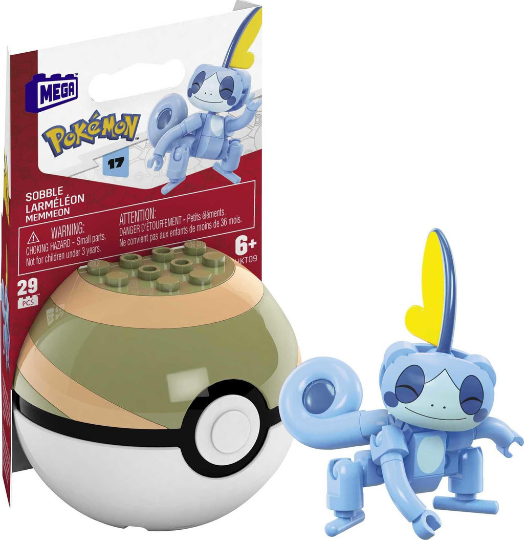 Mega Construx Pokemon Series 17 Sobble Figure Building Set with Nest Poke Ball | Mega Brands