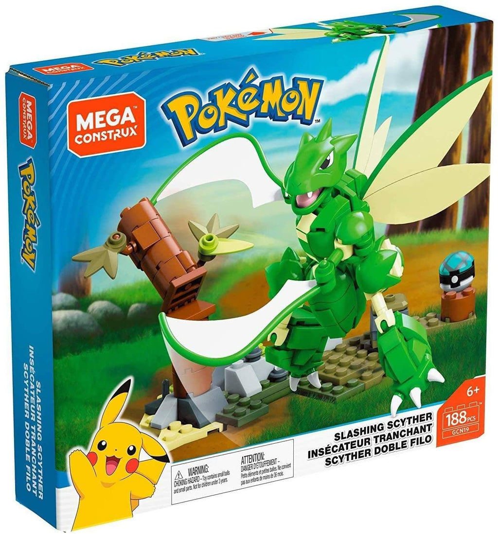 Mega Construx Pokemon Slashing Scyther Construction Set - 188 Pieces | Buildable Scyther Figure & Battle Environment