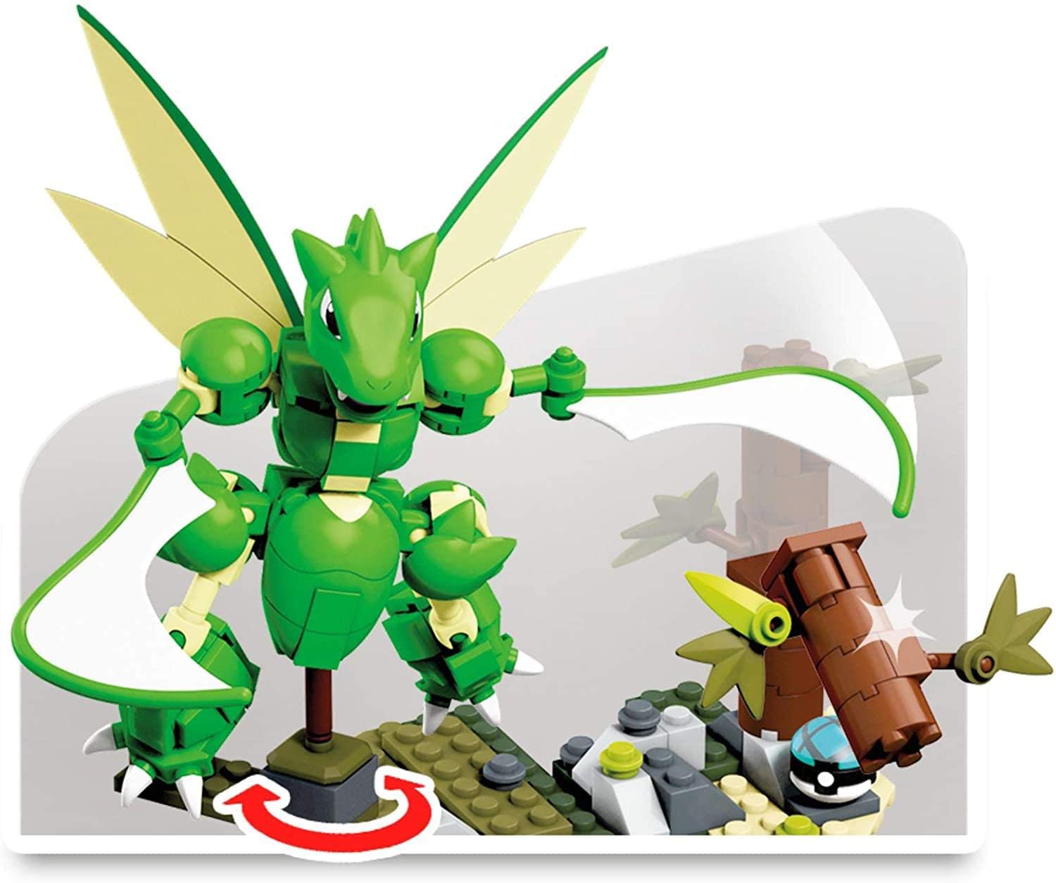 Mega Construx Pokemon Slashing Scyther Construction Set - 188 Pieces | Buildable Scyther Figure & Battle Environment