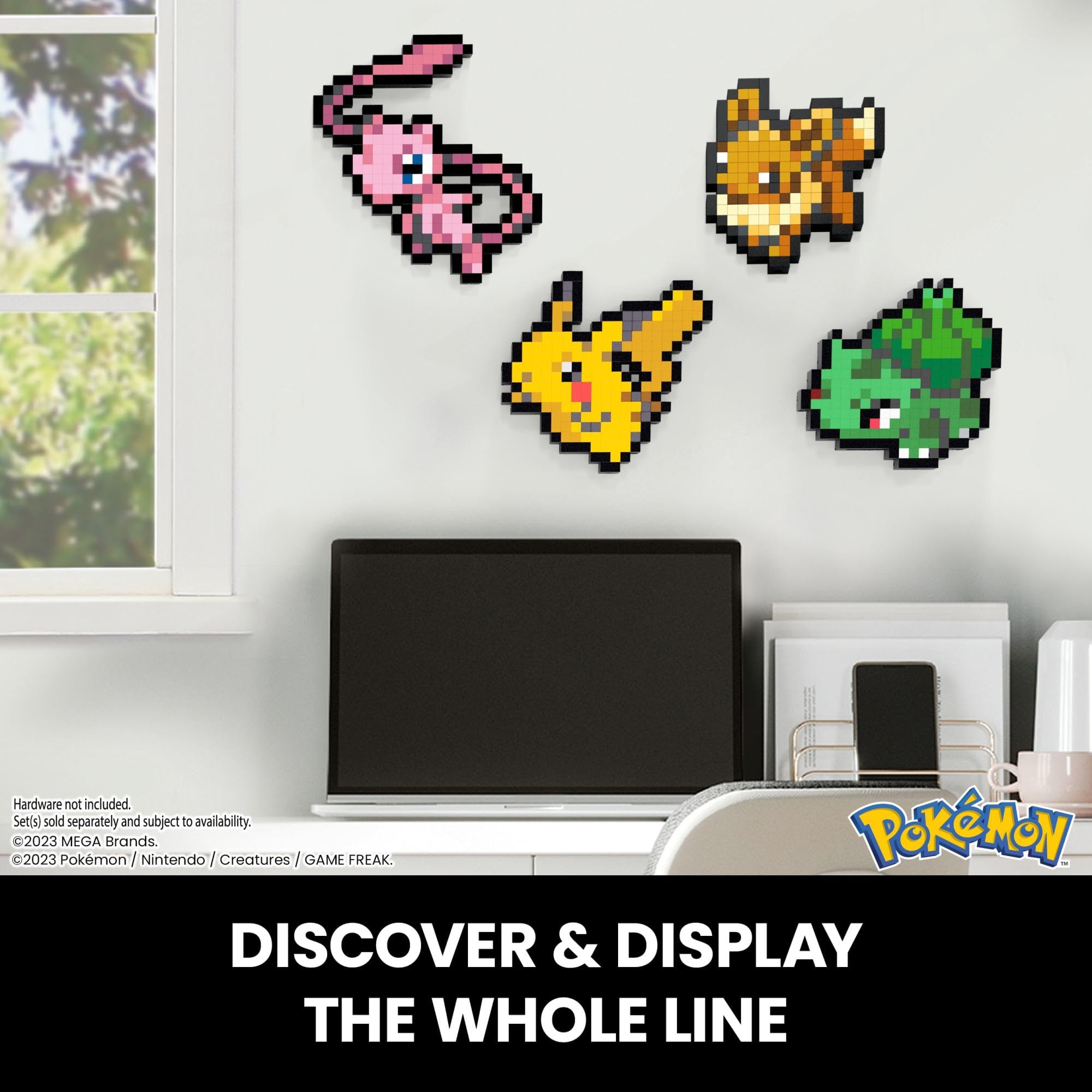 MEGA Pokemon Eevee 323-Piece Pixel-Art Building Set with Wall-Mountable Retro Figure