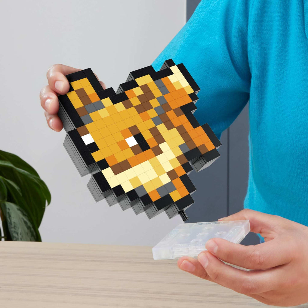 MEGA Pokemon Eevee 323-Piece Pixel-Art Building Set with Wall-Mountable Retro Figure