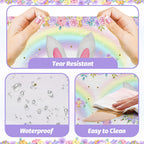 MEHOFOND 3 Pack Bunny Birthday Tablecloths – 54x108 in Rainbow Easter Table Cover, Disposable Party Decor