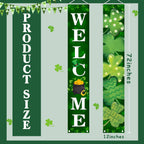 MEHOFOND 2-Piece St. Patrick's Day Porch Banner – Welcome Shamrock Decor (180x30 cm)