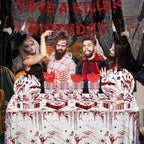 MEHOFOND Killer Birthday Decoration – 194Pcs Horror Tableware Set for Halloween Parties