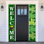 MEHOFOND 2-Piece St. Patrick's Day Porch Banner – Welcome Shamrock Decor (180x30 cm)