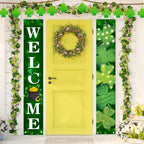 MEHOFOND 2-Piece St. Patrick's Day Porch Banner – Welcome Shamrock Decor (180x30 cm)