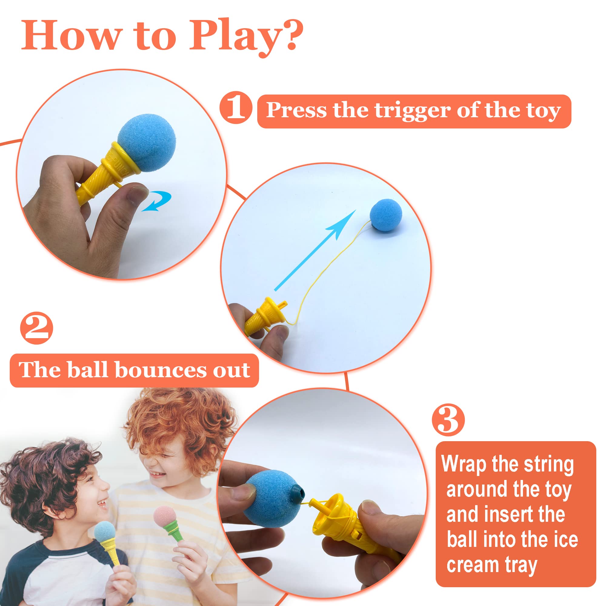 Meirrnyyu 24 Pcs 4-Inch Ice Cream Foam Ball Launcher – Kids Party Toy & Carnival Prize