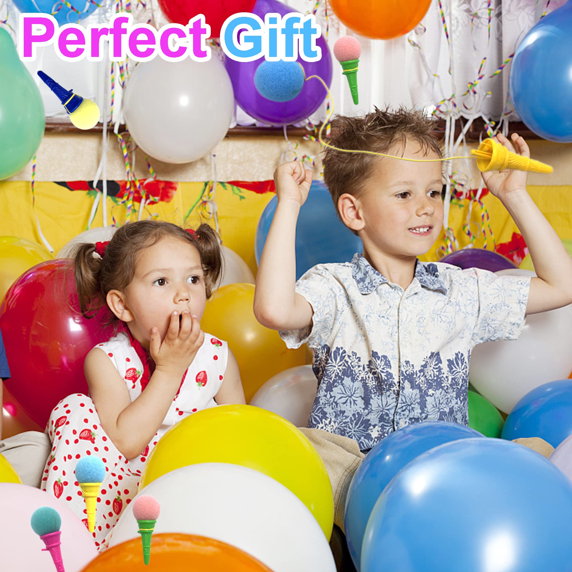 Meirrnyyu 24 Pcs 4-Inch Ice Cream Foam Ball Launcher – Kids Party Toy & Carnival Prize