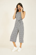 Mela Navy Ditsy Daisy Sleeveless Culotte Jumpsuit