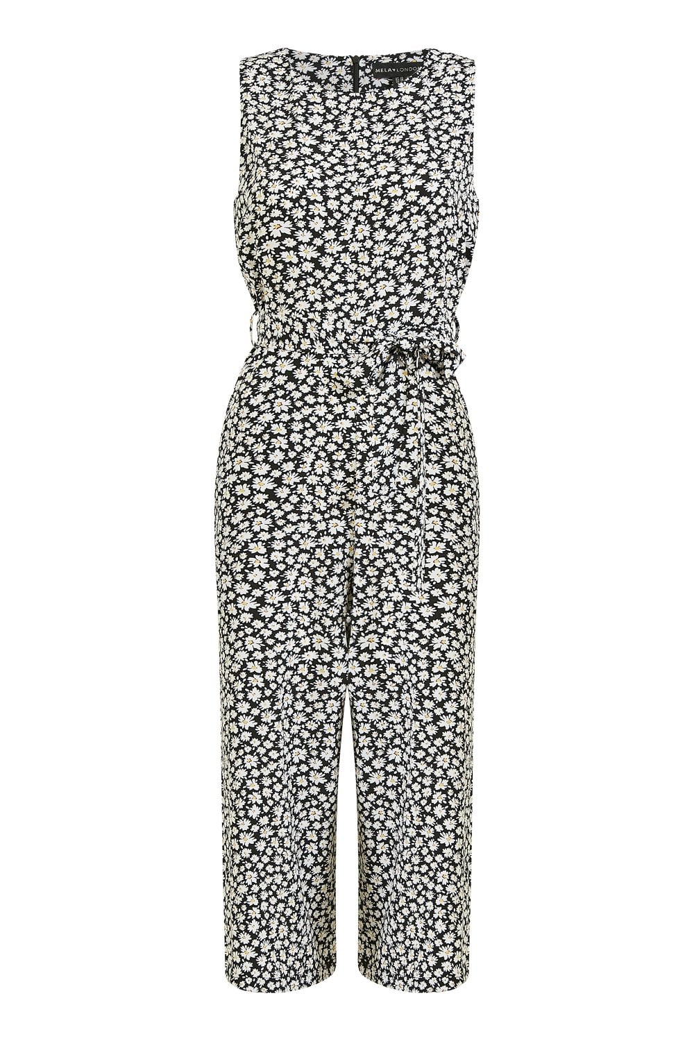Mela Navy Ditsy Daisy Sleeveless Culotte Jumpsuit