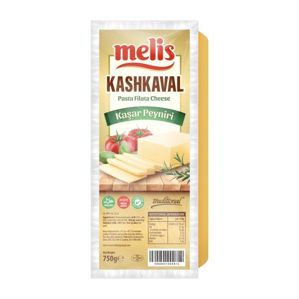 Melis Kashkaval Pasta Filata Cheese (Kaşar Peyniri), 750g Block